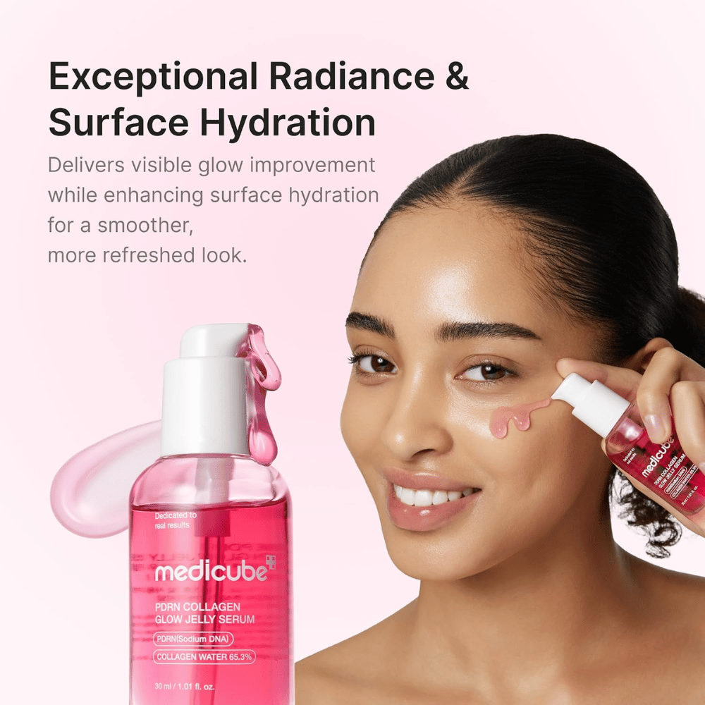 Medicube PDRN Collagen Glow Jelly Serum qui procure une hydratation intense et un éclat naturel à la peau