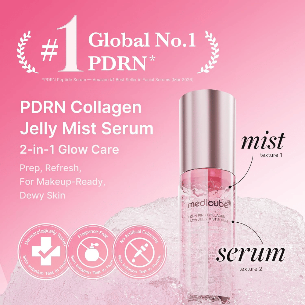 5. Medicube PDRN Pink Collagen Glow Jelly Mist Serum 60 ml – brume visage et sérum deux-en-un pour une peau hydratée et lumineuse