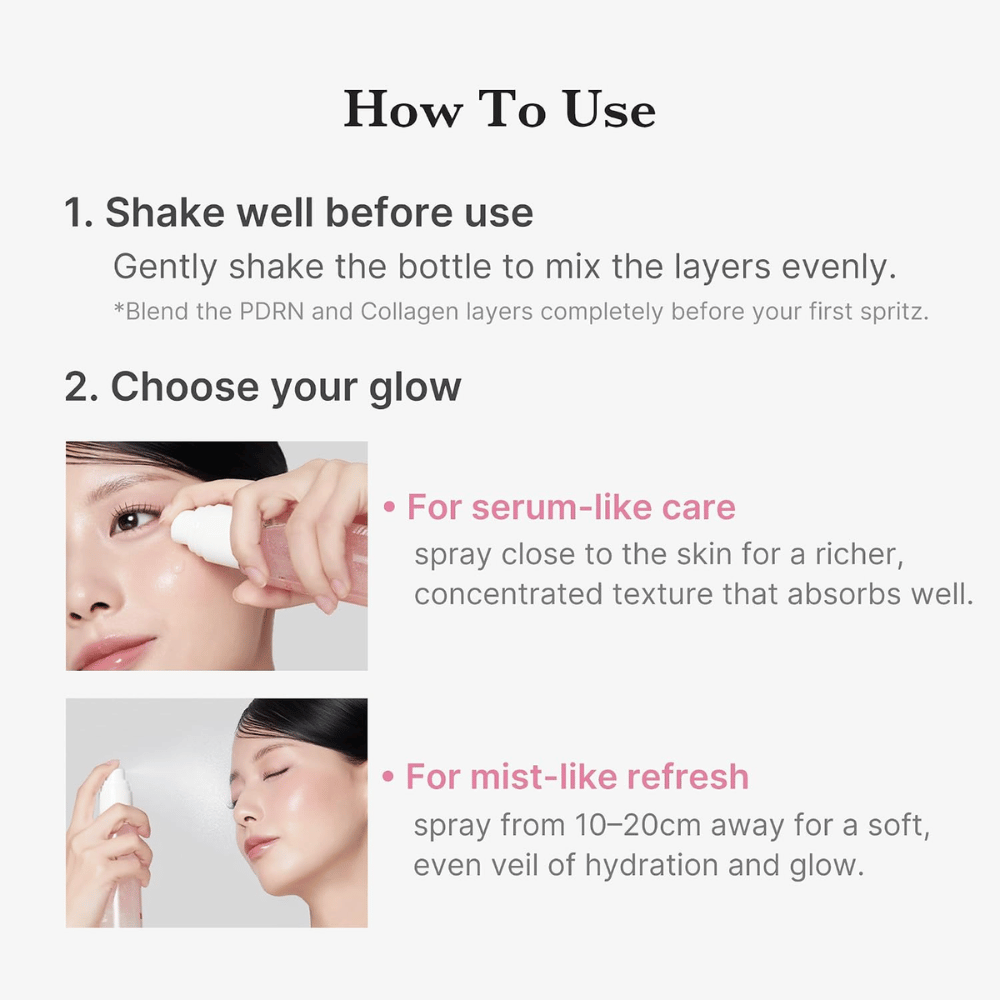 2. Medicube PDRN Pink Collagen Glow Jelly Mist Serum – utilisation comme brume visage hydratante ou sérum concentré