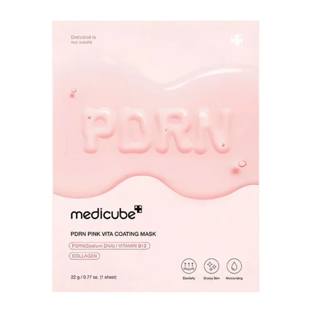  Image simple du produit de Medicube PDRN Pink Vita Coating Mask dans un emballage rose.