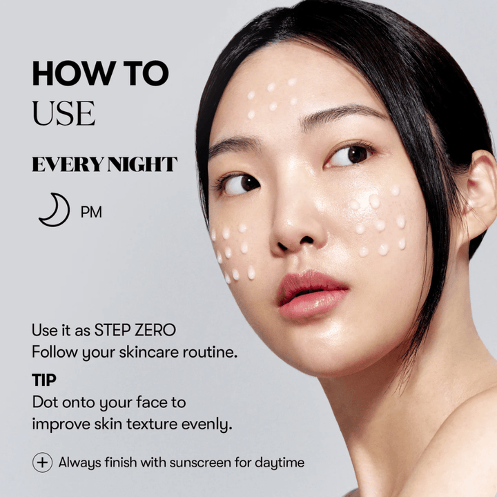 VT Cosmetics PDRN Reedle Shot 100 s’applique en petits points sur le visage comme première étape de la routine de soin pour améliorer la texture de la peau et l’absorption