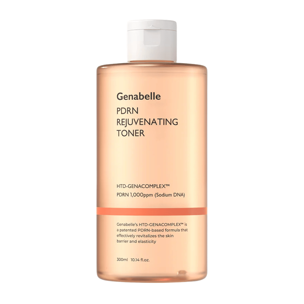 Genabelle PDRN Rejuvenating Toner 300 ml avec PDRN et de la niacinamide pour une peau hydratée, douce et plus élastique.