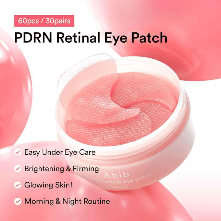 Abib PDRN Retinal Eye Patch Glow Jelly 60 patchs pour l'hydratation, le raffermissement et l'éclat – parfaits pour la routine du matin et du soir.