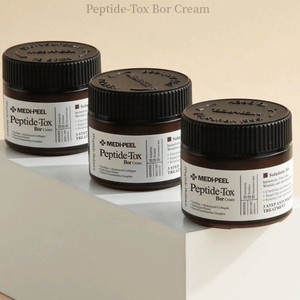 MEDI-PEEL Peptide-Tox Bor Cream en groupe – anti-âge crème visage avec un complexe de peptides et du collagène qui renforce la barrière cutanée et donne une peau plus ferme et plus élastique.