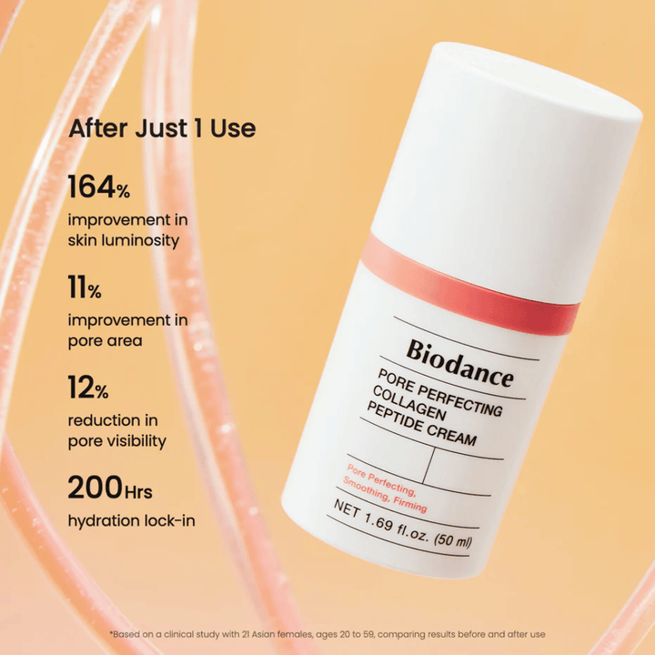 Biodance Pore Perfecting Collagen Peptide Cream résultat – minimise les pores, augmente l'éclat et offre 200 heures d'hydratation