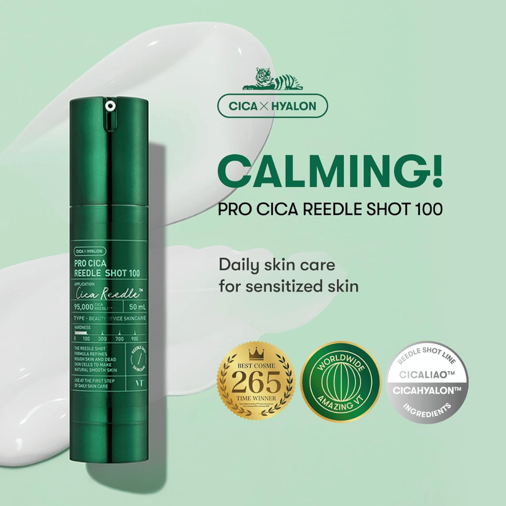 VT Cosmetics Pro Cica Reedle Shot 100 – sérum quotidien apaisant pour peau sensible avec technologie CICA Hyalon et effet hydratant