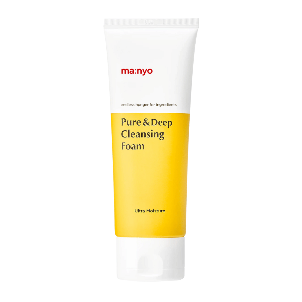 Gros plan sur Ma:nyo Pure & Deep Cleansing Foam – formule ultra hydratante qui nettoie en douceur et hydrate la peau en profondeur.