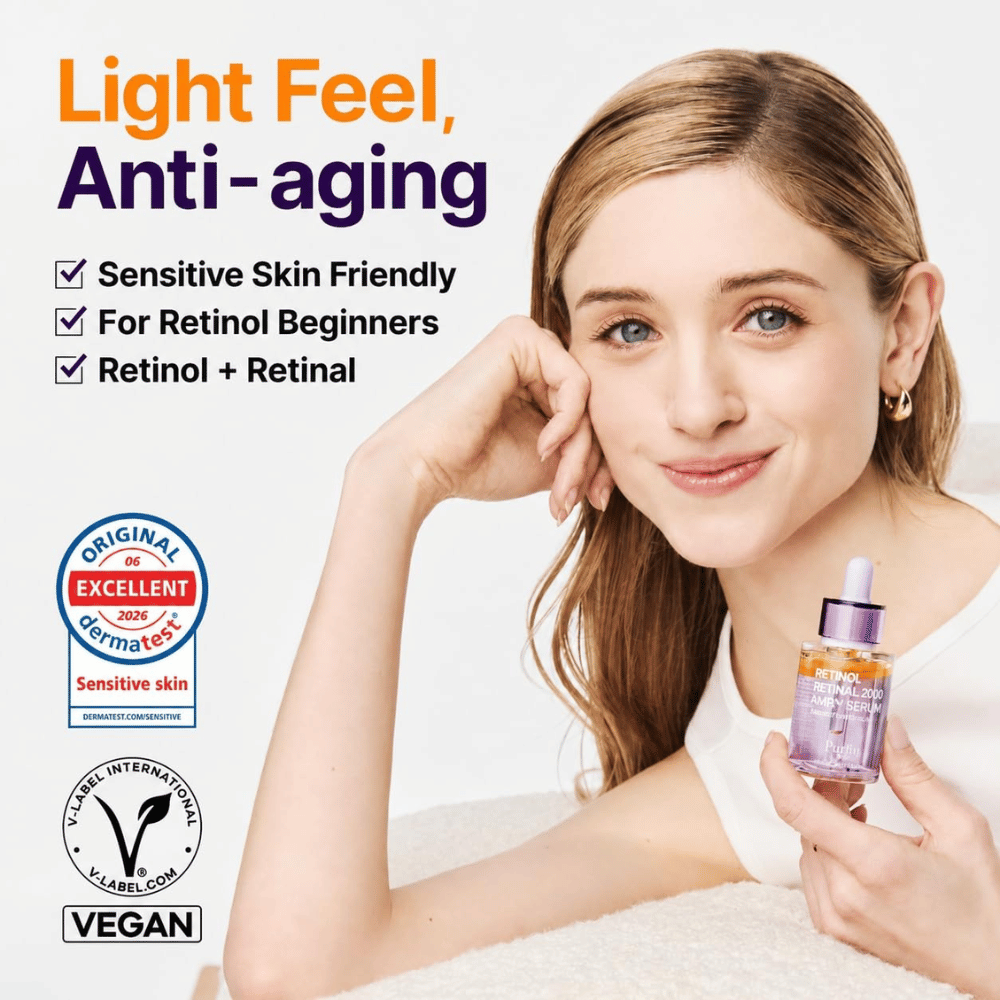 PURITO SEOUL Retinol Retinal 2000 NAD+ Serum – sérum rétinoïde vegan pour l’anti-âge, les peaux sensibles et les débutants en rétinol.