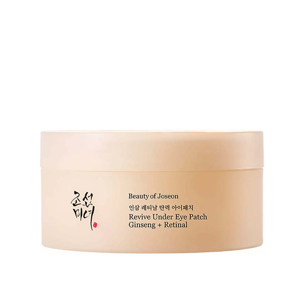 Beauty of Joseon Revive Under Eye Patch Ginseng + Retinal  en pot, patchs pour les yeux coréens qui aident à réduire les ridules, les cernes et la sécheresse autour des yeux.