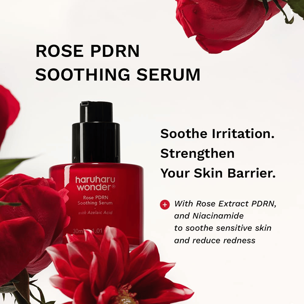 Haruharu Wonder Rose PDRN Soothing Serum avec PDRN, acide azélaïque et niacinamide contre les rougeurs et pour la barrière cutanée