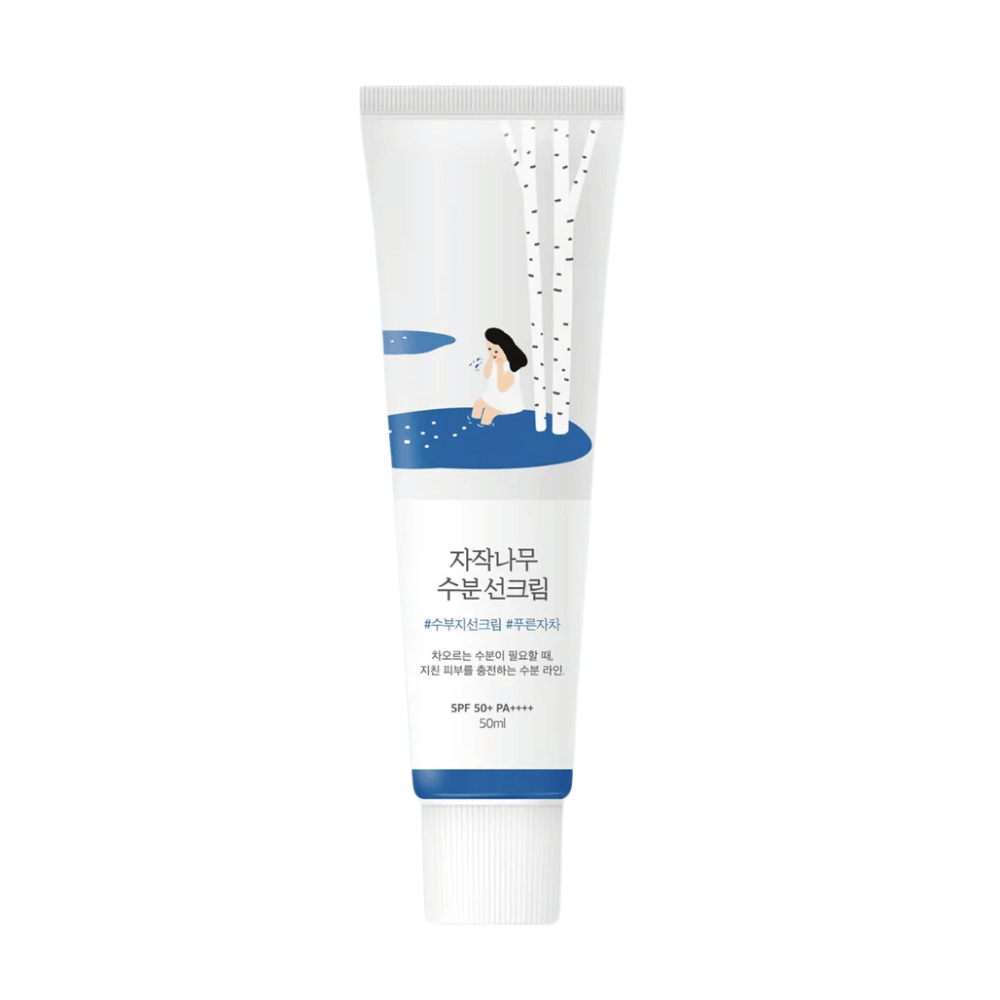 Un tube de Round Lab Birch Juice Moisturizing Sunscreen SPF50+ PA++++ 50ml.