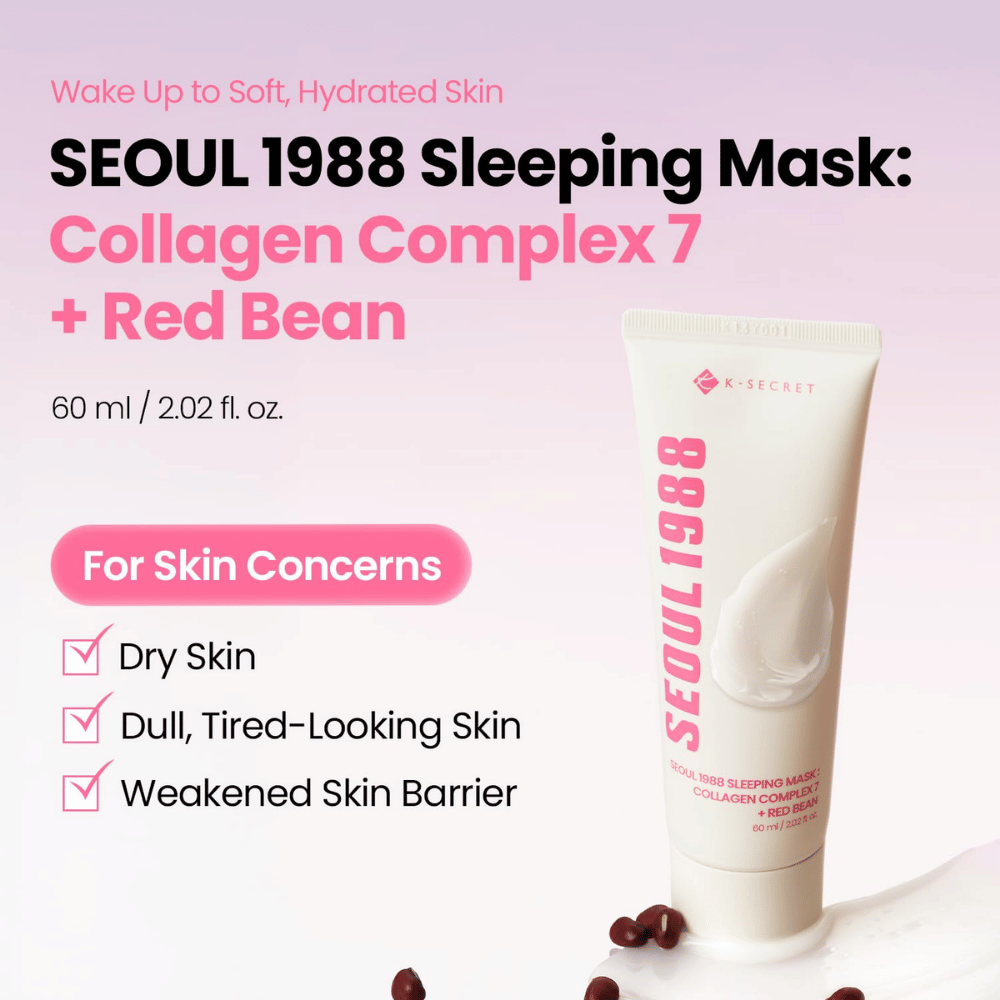 K-SECRET SEOUL 1988 Sleeping Mask 60 ml – masque de nuit coréen pour les peaux sèches, ternes et déshydratées.