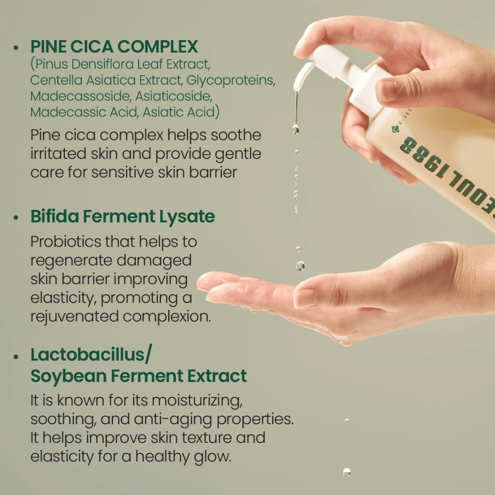 Image avec les ingrédients principaux de SEOUL 1988 Cleansing Oil
