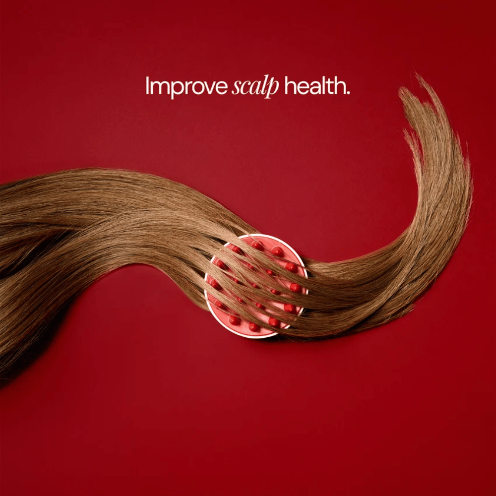 Scalp Massage Brush – brosse de massage rouge et blanche avec picots en silicone pour le cuir chevelu