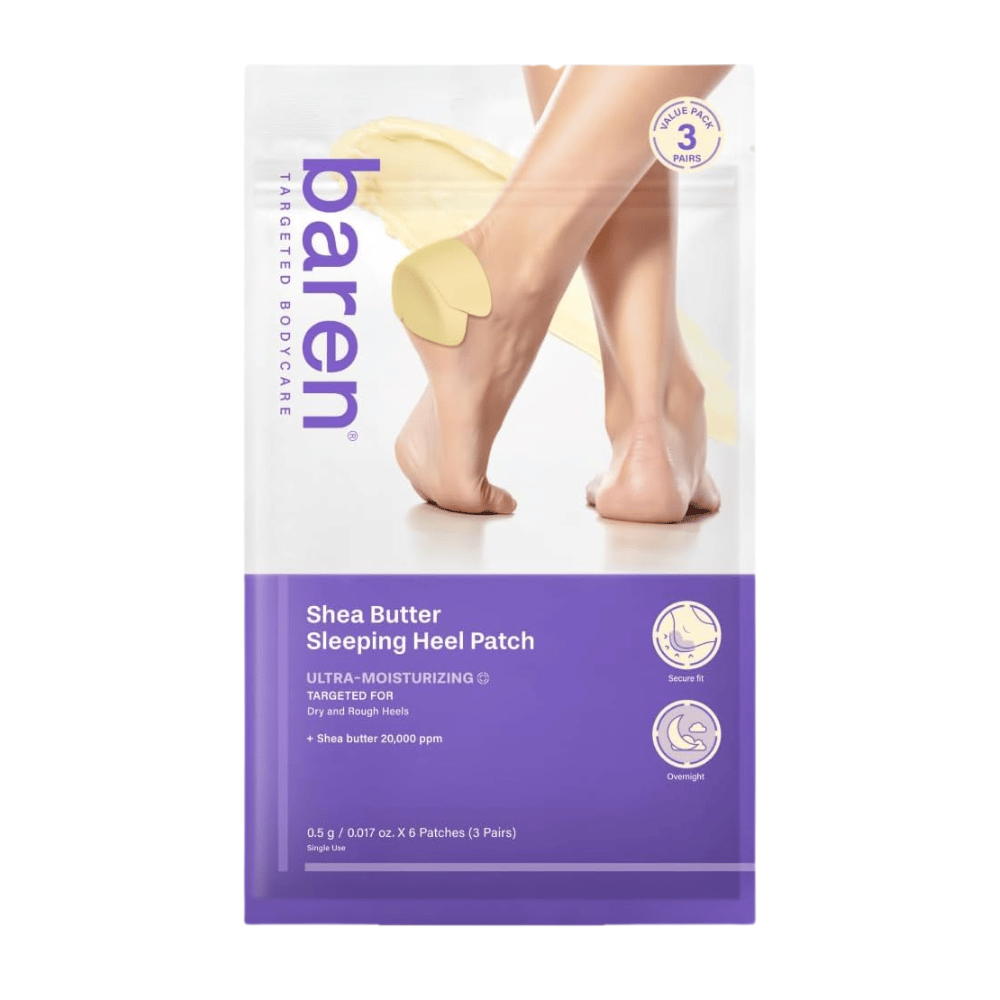 BAREN Shea Butter Sleeping Heel Patch – paquet de 6 patchs pour talons secs et rugueux