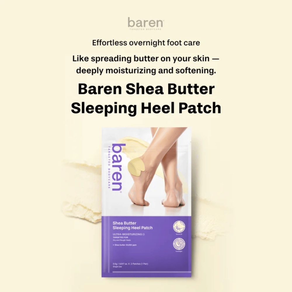 BAREN Shea Butter Sleeping Heel Patch – soin de nuit hydratant au beurre de karité pour talons secs