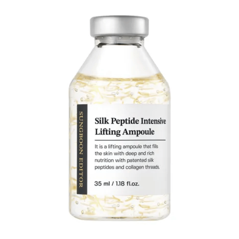 SUNGBOON EDITOR Silk Peptide Intensive Lifting Ampoule sérum visage de 35 ml au collagène et aux peptides pour un effet anti-âge, une peau plus ferme et une texture de peau améliorée.