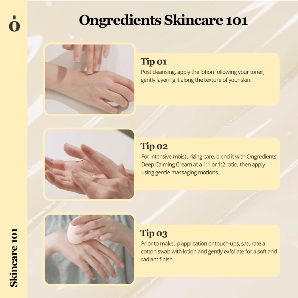 Ongredients Skin Barrier Calming Lotion lotion pour le visage qui renforce la barrière cutanée, hydrate la peau et apaise les peaux sensibles.