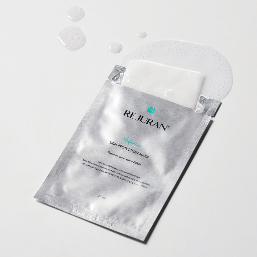 REJURAN Skin Protection Mask avec c-PDRN – sheet mask hydratant avec sérum nourrissant pour la peau sèche et stressée.