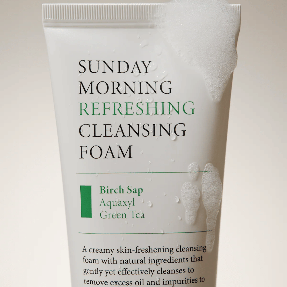 AXIS-Y Sunday Morning Refreshing Cleansing Foam avec de la sève de bouleau, Aquaxyl et du thé vert