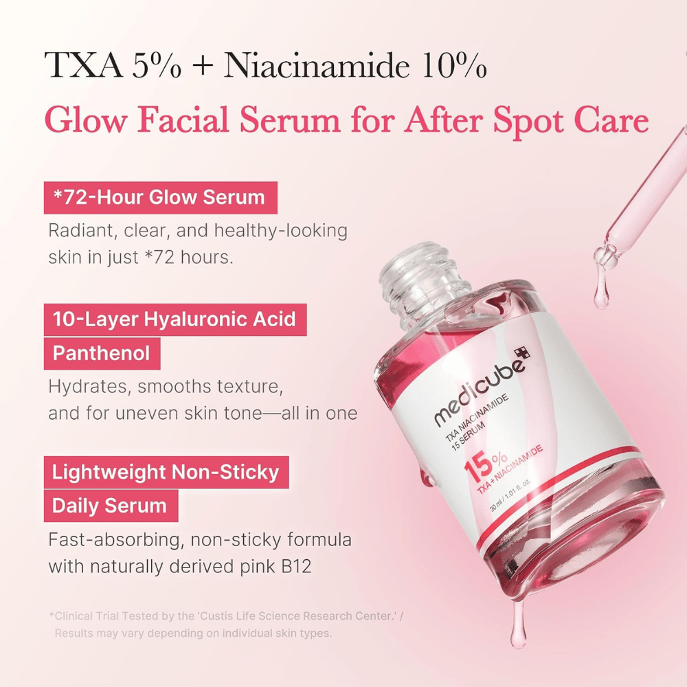 3. Medicube TXA Niacinamide 15 Serum – sérum hydratant pour le visage avec acide hyaluronique et panthénol pour un teint plus uniforme et de l’éclat