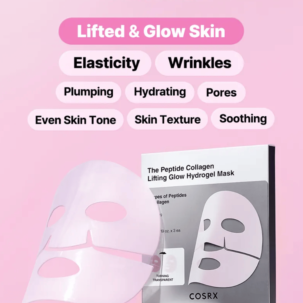 COSRX Peptide Collagen Mask – améliore l'élasticité, l'hydratation, le teint et la texture pour une peau uniforme et éclatante.