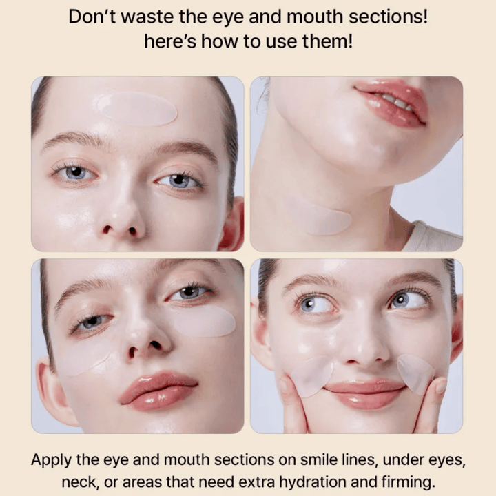 Utilisation de COSRX Alpha-Arbutin Hydrogel Mask autour des yeux et de la bouche – sheet mask multifonctionnel qui offre une hydratation supplémentaire et de la fermeté là où la peau en a le plus besoin.