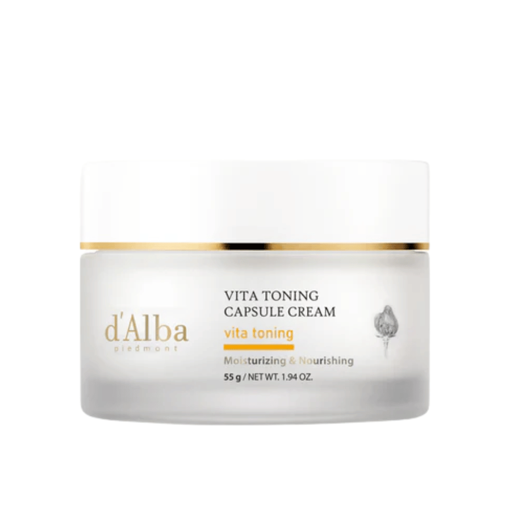 d’Alba Vita Toning Capsule Cream crème visage – crème glow coréenne avec des capsules de vitamines qui aident à hydrater la peau et à donner un teint plus uniforme et éclatant.