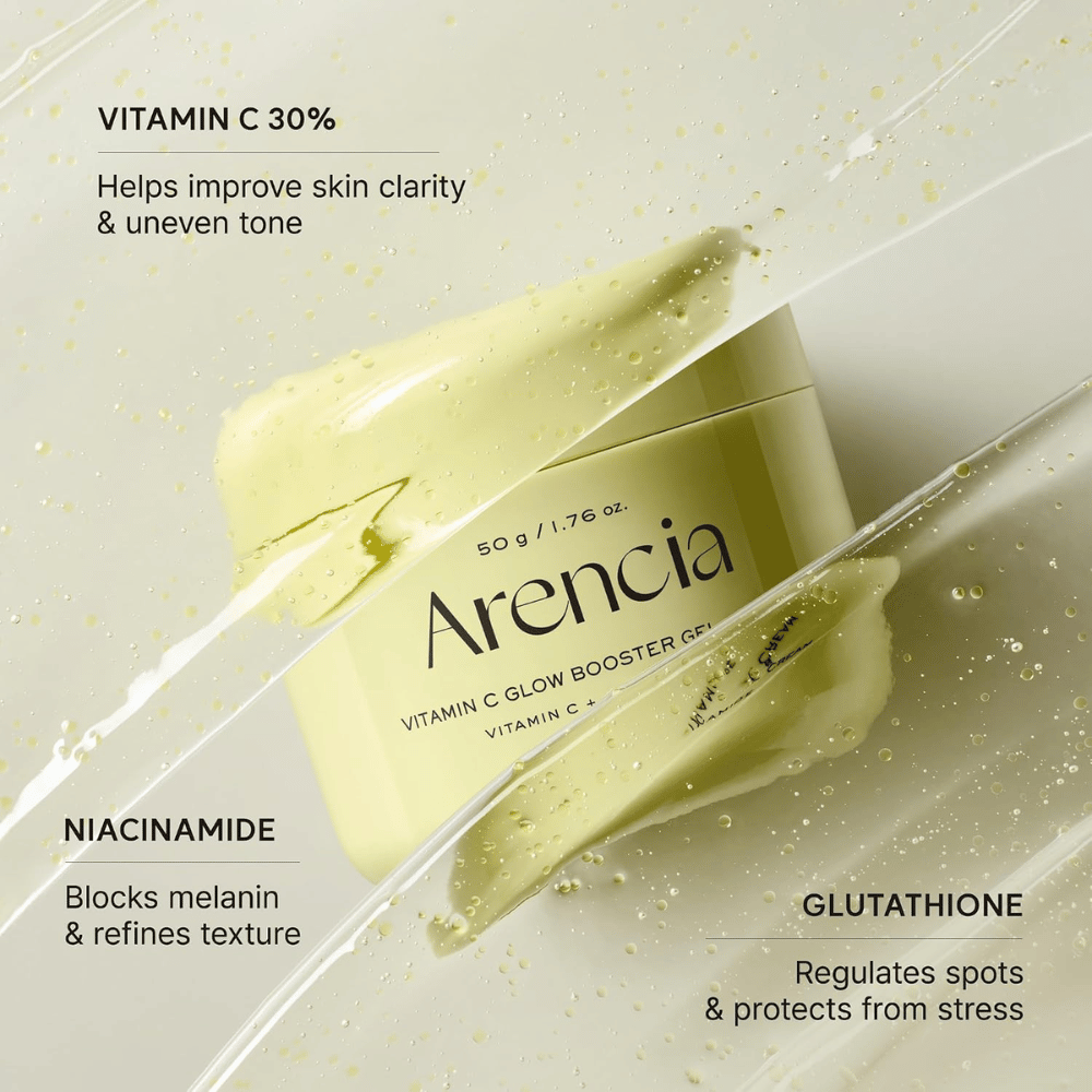 Arencia Vitamin C Glow Booster Gel Cream – avec 30 % de vitamine C, de niacinamide et de glutathion pour un teint plus uniforme et éclatant