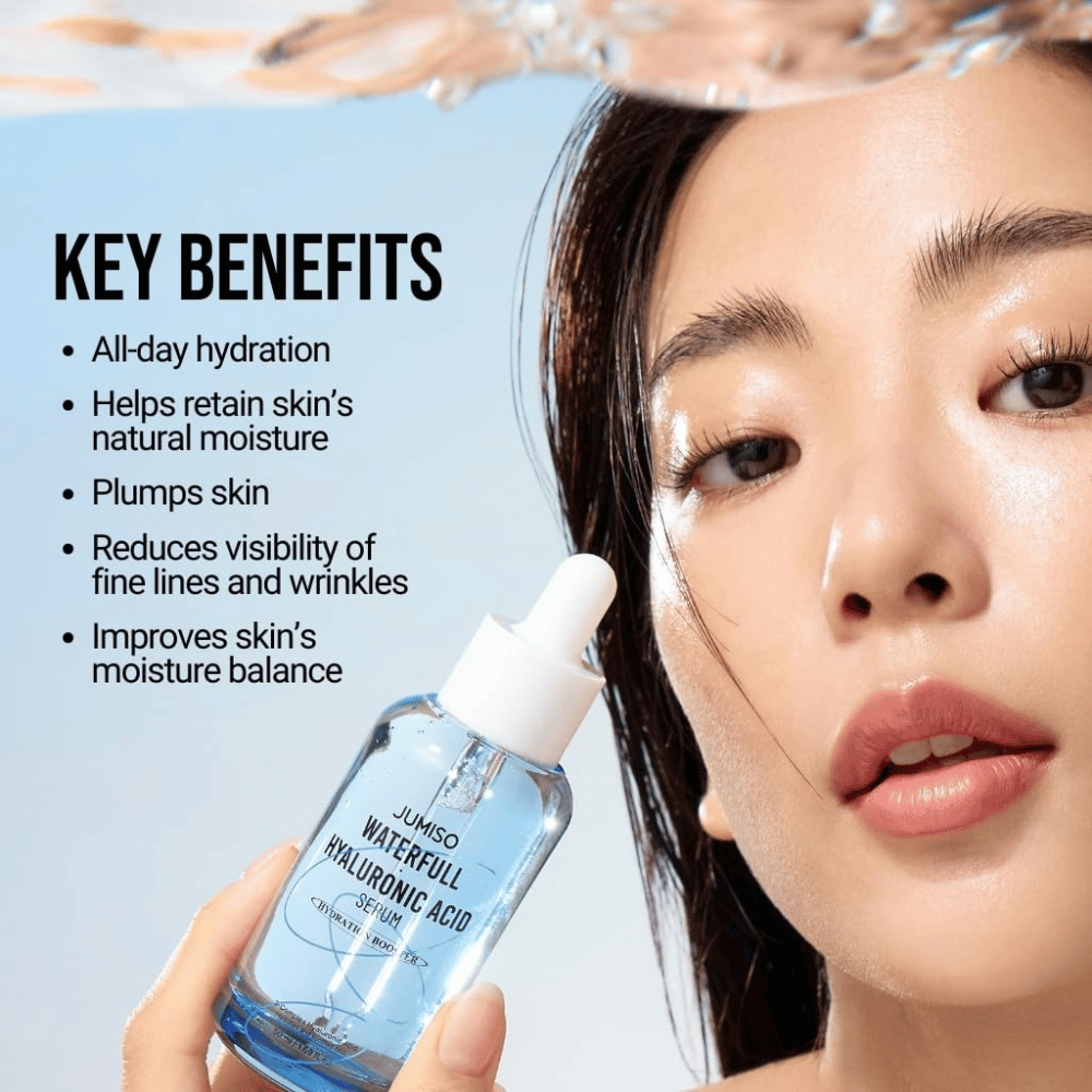 Jumiso Waterfull Hyaluronic Acid Serum 50 ml – sérum hyaluronique intensément hydratant qui repulpe la peau et réduit la visibilité des ridules