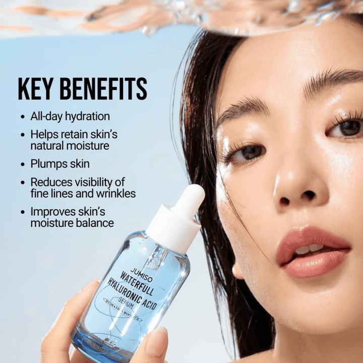Jumiso Waterfull Hyaluronic Acid Serum 50 ml – sérum hyaluronique intensément hydratant qui repulpe la peau et réduit la visibilité des ridules