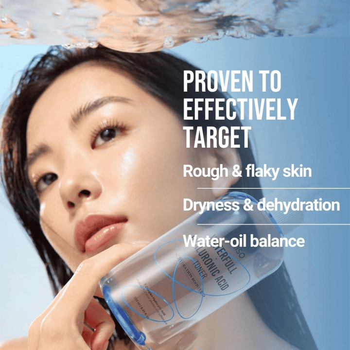 Jumiso Waterfull Hyaluronic Acid Toner visage 250 ml – soin intensif toner hydratant qui combat la sécheresse, la peau squameuse et les niveaux déséquilibrés d'humidité et de sébum