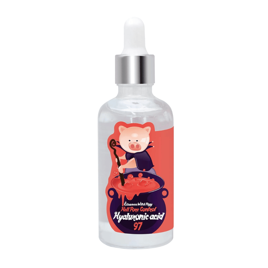 Elizavecca Witch Piggy Hell Pore Control Hyaluronic Acid 97 – sérum concentré à l'acide hyaluronique qui renforce la barrière cutanée et procure une hydratation durable.