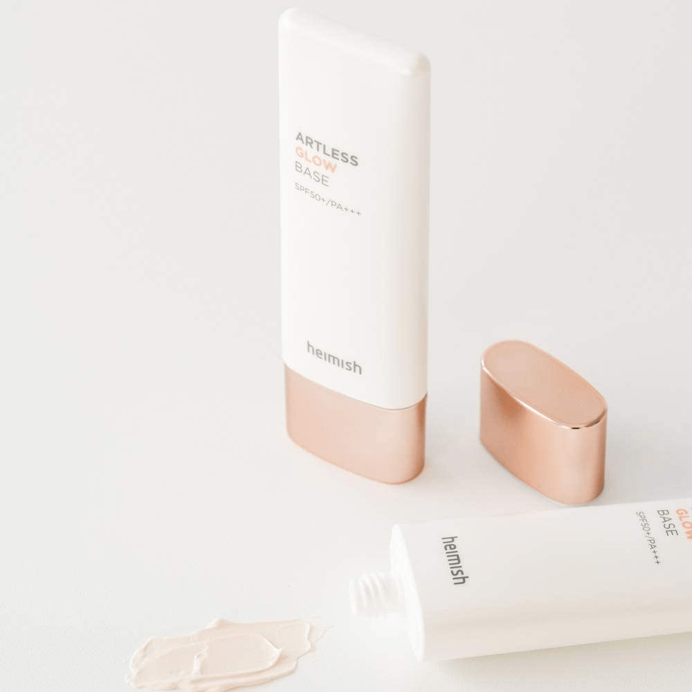 Un tube heimish Artless Glow Base SPF 50+ PA+++ 40ml de crème solaire.